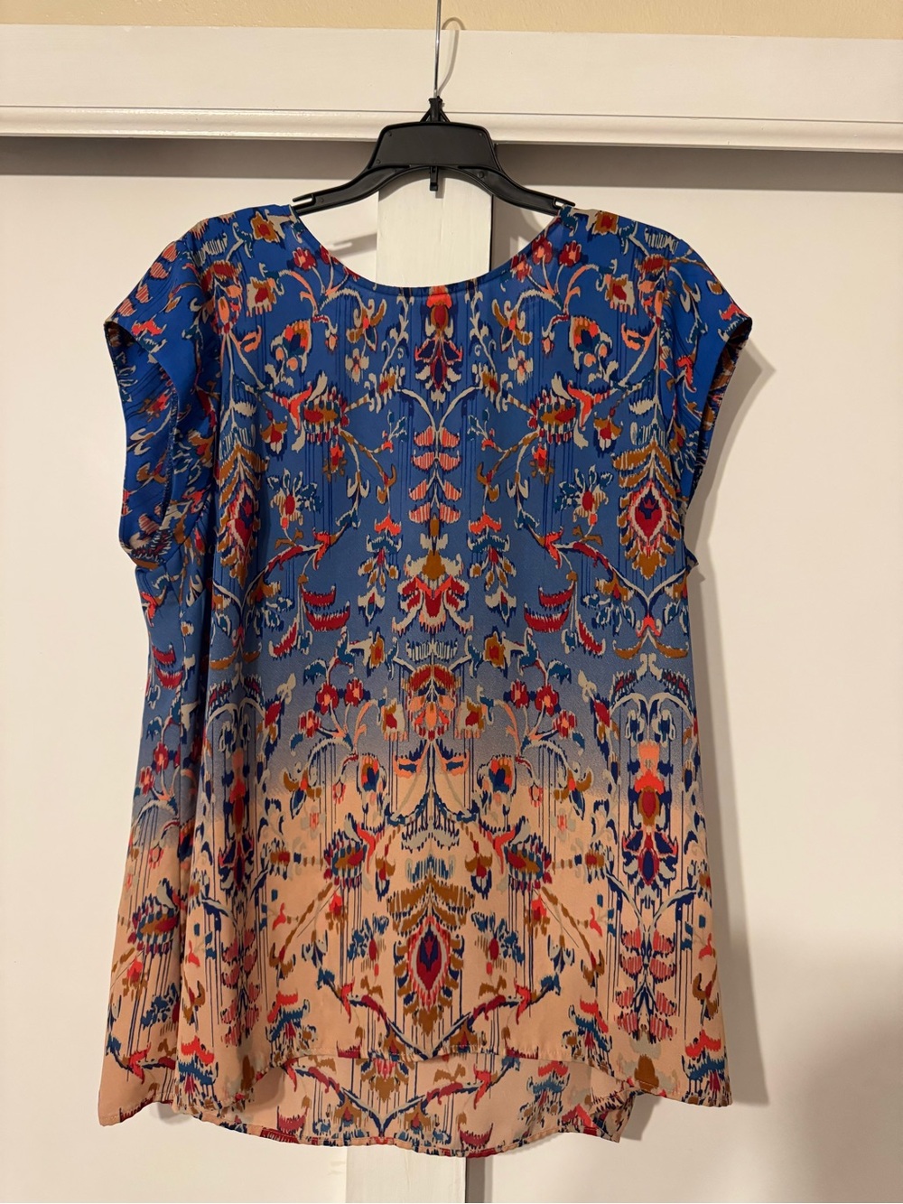 Blue and Beige Floral Print Women's Dress